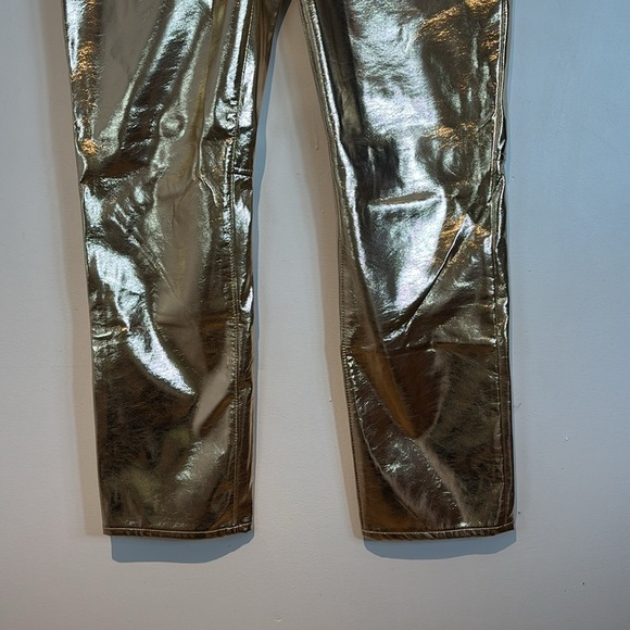Gap high rise metallic vegan leather gold slim jeans size 28 - Picture 5 of 13
